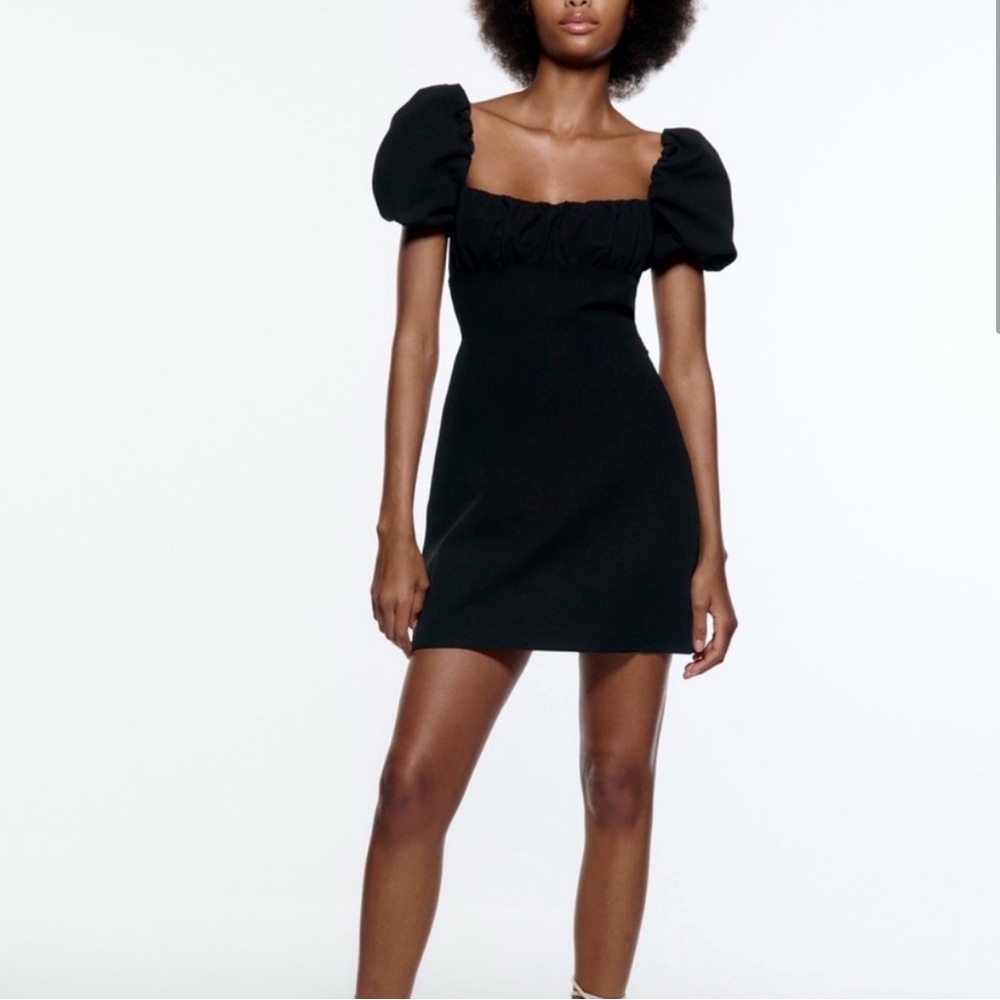Zara Black Puff Sleeve Dress Size XS